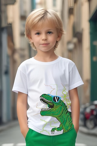 Fyk Kids Gözlüklü Dinazor Baskılı Erkek Çocuk Alt-Üst Takım - Yeşil