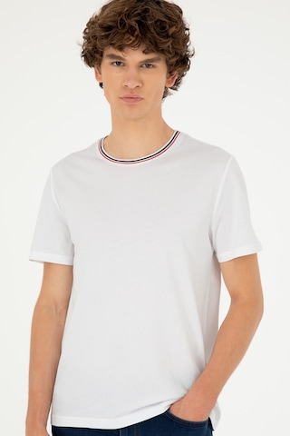 U.S. Polo Assn. Erkek Regular Fit Bisiklet Yaka Beyaz Tişört 50294289-VR013