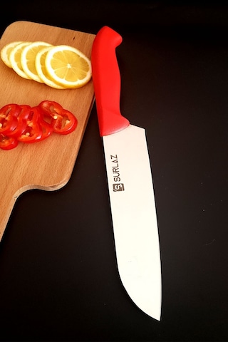 Red Santoku Şef Bıçağı Mutfak Bıçağı Çok Amaçlı Kırmızı