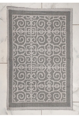 2 Adet Pamuklu Bukle Lüks Kilim 80x125 -spiral Gri Gri