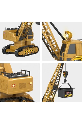 Şarjlı Işıklı Sesli Kumandalı Duman Atan 1:20 Ölçek Oyuncak Vinç Çok Renkli