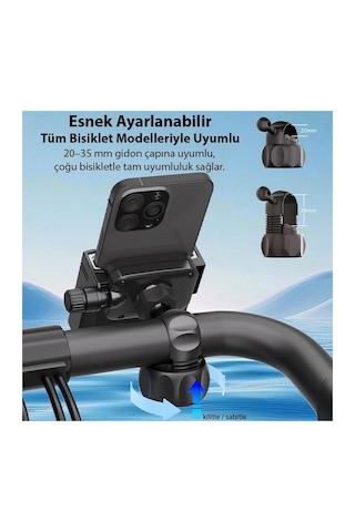Cr07 Telefon Tutucu Cross Arazi Sürüşleri İçin Motor Motosiklet Dağ Bisikleti Gidon Montajlı Kilit Mekanzimalı Siyah