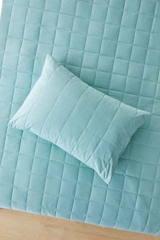 Ocean Home Textile %100 Pamuk Kumaş Kapitoneli Mint Çok Amaçlı Tek Kişilik Yatak Örtüsü Seti 1 Adet 180 X 230 / 1 Adet 50 X 70 Cm