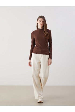 Lcw Modest Kahverengi Dik Yaka Kadın Body