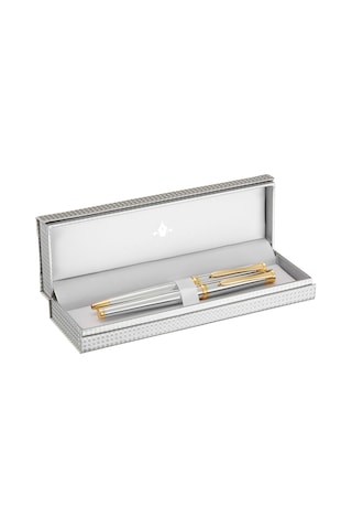 Steelpen Lemans Serisi 813 Krom Gold Roller Kalem+tükenmez Kalem Çok Renkli