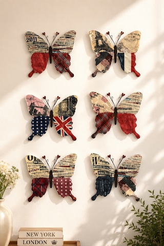 3d Kelebek Duvar Stickerı Vintage Desenli Dekoratif Duvar Süsü Ev Oda Dekorasyonu Renkli