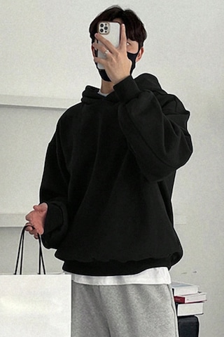 Tarz Cool Erkek Kapüşonlu Oversize Sweatshirt Siyah