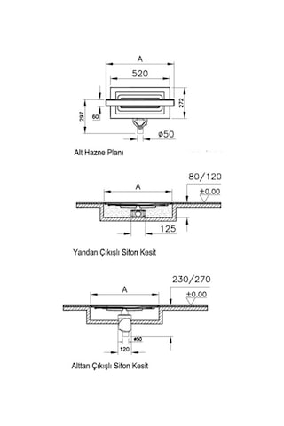 VitrA 59980480000 Eco-Flow V-Flow Dk100 60 Cm Duş Kanalı,Mat Krom Yandan Diğer