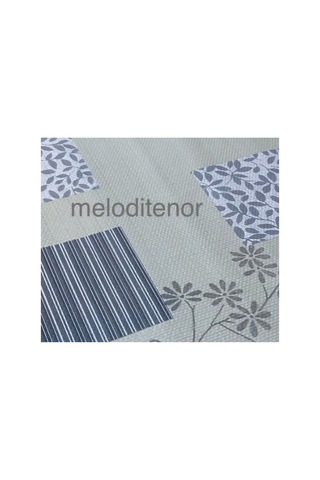 Kaydırmaz Taban Krem Gri Kareli Çiçek Desen Pvc Dikdörtgen Muşamba Masa Örtüsü 122x155 Cm Bej