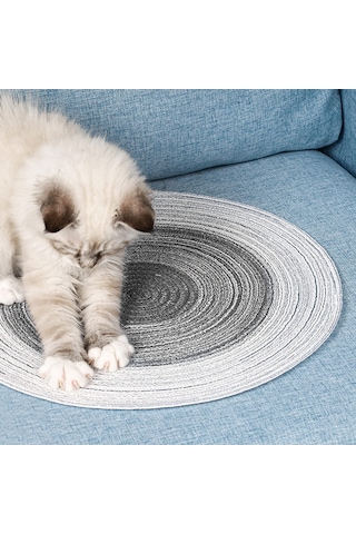 Moveevo 14'' Doğal Ramie Kedi Tırmalama Matı Yuvarlak Tırnak Törpüleme & Rahat Uyku Halısı Mobilya Koruma