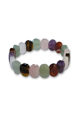 Karışık Taşlı Elastik Bileklik Ametist Akik Aventurin Pembe Kuvars Kaplangözü 452-2 Çok Renkli