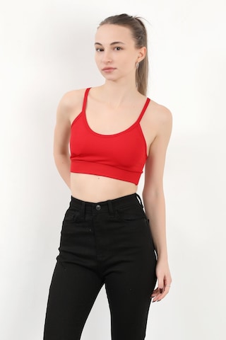 Giysa Kadın Askılı Fitilli Fleto Slim Fit Büstiyer Kırmızı - 9027