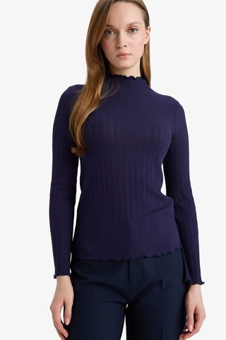 Defacto Slim Fit Dar Kesim Fitilli Kaşkorse Uzun Kollu Tunik F7136ax25aunv173 Lacivert-nv173
