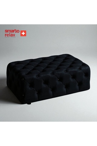 Smarto Relax Puf Swiss Style Guarda Ayaksız Kapitoneli Dekoratif 80x45x45 Cm Ayaksız Kapitoneli Dekoratif Puf Siyah