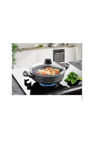 Lavonni Granit Basık Tencere Siyah 28 Cm