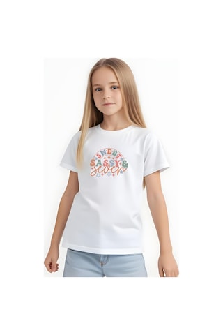 Fyk Kids Kız Çocuk Sweat Sassy Baskılı Tişört Beyaz