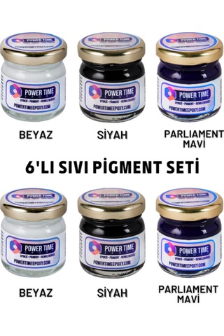 6'lı Opak & Transparan Sıvı Pigment Boya Seti / Epoksi Için/ 2 Adet Beyaz/ 2 Adet Siyah/ 2 Adet Mavi