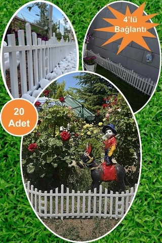 Dekoratif Bahçe Çiti Plastik Çit 20 Adet 11,80metre 39cm X 59cm - Beyaz