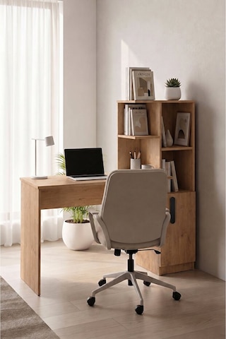 Ders Çalışma Masası 90 Cm Kitaplıklı Çalışma Masası Öğrenci Masası Ofis Çalışma Masası Atlantik Çam