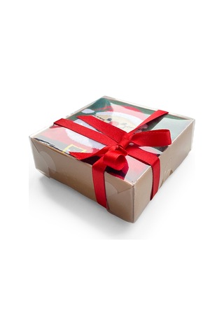 Inno Yılbaşı Desenli Noel Babalı Kraft Kutulu Çorap Tekli Kırmızı