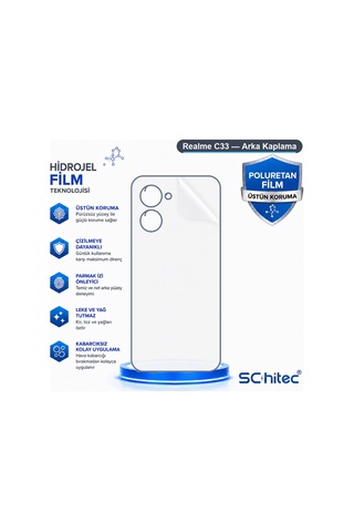 Schitec Realme C33 Uyumlu Arka Yüzey Hidrojel Koruyucu Film 54655219