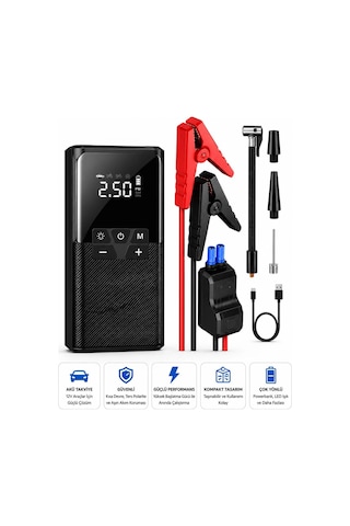 Vothoon12000 Mah Akıllı Akü Takviye Ve Dijital Hava Pompası Akım Korumalı