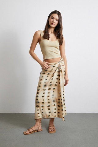Düğüm Detaylı Etek Ekru Ekru