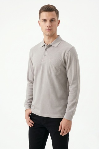 Dynamo Erkek Mevsimlik Polo Yaka Cepli Sweatshirt Bgl-st05366 Taş