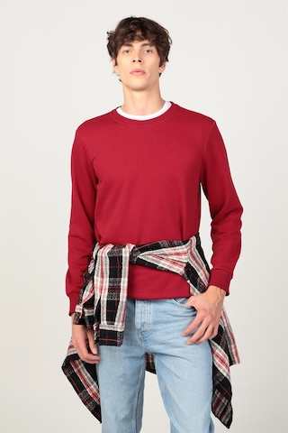 Tudors Bisiklet Yaka Basıc Unisex Sweatshirt-25825 Bordo