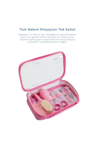 Babyjem Çantalı Bebek Bakım Bakım Seti 7 Parça Pembe