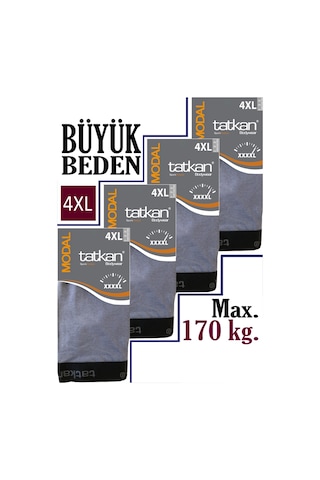 Mataş Tatkan - 4'lü - Battal - Penye Modal Erkek Boxershort Gri