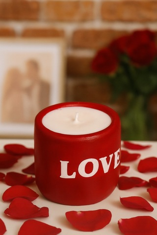 Dekoratif Kokulu Mum Love Kirmızı
