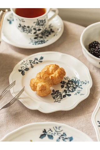 Roomi Desenli Seramik Düz Tabak 19 Cm 193352146 Beyaz