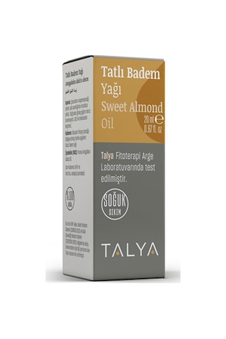 Talya Soğuk Sıkım %100 Saf ve Doğal Tatlı Badem Yağı 20 ML