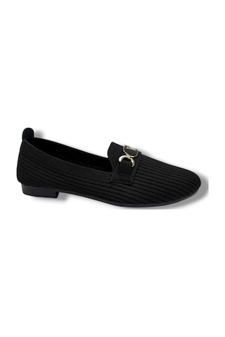 Ceylan Shoes 155-26 Triko V Toka Anatomik Kadın Babet Sıyah