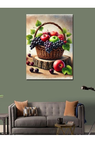 Kanvas Tablo Meyve Sepeti Ve Doğal Huzur 100cmx140cm