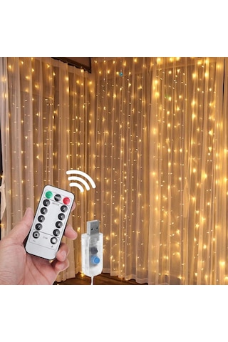 Vkemall Oda Dekorasyon Işığını: 3m 300 Led Mavi Perde Işık Zinciri, Uzaktan Kumanda Ve Pil Dahil Mavi