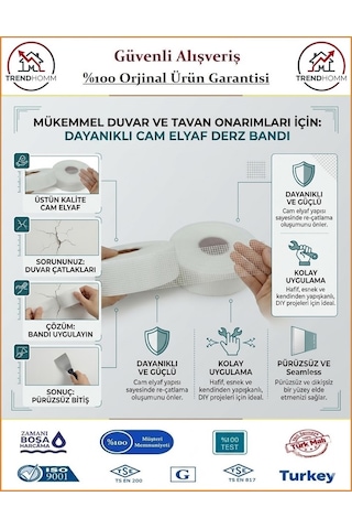 Bay-tec Derz Bandı - Alçı Sıva File Bandı - Yapışkanlı 4.8x45 Metre