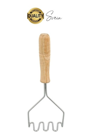 Premium Ahşap Saplı Patates Püre Sebze Yiyecek Yumurta Muz Meyve Ezici Paslanmaz Çelik Z Model Çok Renkli