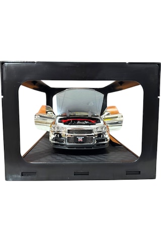1:24 Metal Model Koleksiyon Araba Nissan Skyline Gt-r R34 Gümüş 19 Cm Döner Ön Tekerler