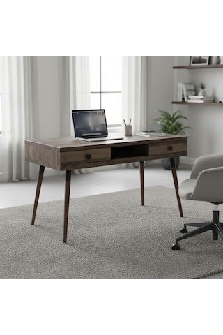 Mobenta Modest Desk Masif Çalşıma & Laptop Masası, 2 Çekmece 1 Bölme - 120 Cm, Cv Ceviz - Ahşap