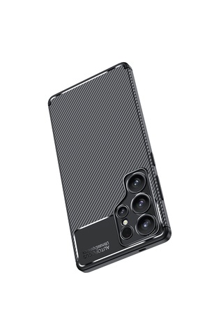 Samsung Galaxy Uyumlu S25 Ultra Kılıf Lens Tasarım Karbon Silikon Kapak