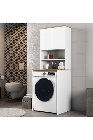 Ferniso Mobilya Çamaşır M. Dolabı Kapaklı Alt Üst Takım Beyaz