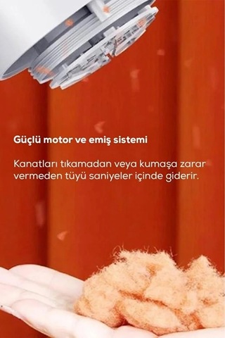 6 Bıçaklı Şarjlı Tüy Ve Tiftik Temizleme Makinesi Beyaz Yuvarlak Tasarım Yedek Bıçaklı Belirtilmemis