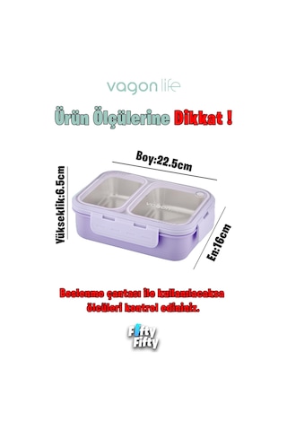 Vagonlife Lunch Box 700 Ml Tek Kat İki Bölmeli Metal Kaşıklı fflbox7096