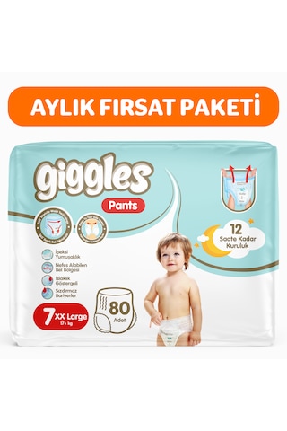 Giggles Pants Külotlu Bebek Bezi 7 Numara Xxlarge 80 Adet