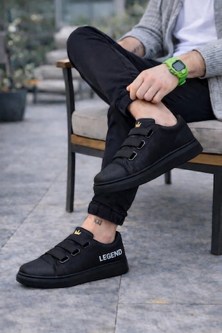 Mevese Mirox Erkek Bağcıksız 3 Bant Lastikli Günlük Sneaker Ayakkabı - Siyah