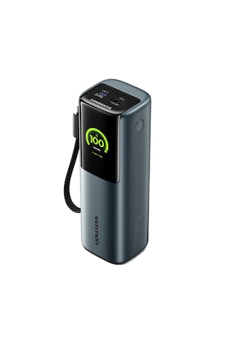 Vention Powerhive Serisi 27000mah 200w Powerbank Tft Renkli Ekranlı, Hızlı Şarjlı Ve Dahili Kablolu Siyah