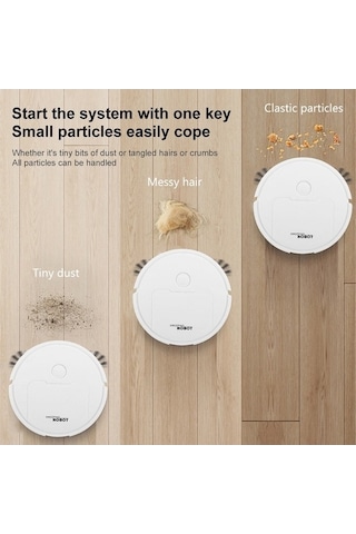 Supermarket1 3'ü 1 Arada Mini Süpürge Robotu Akıllı Temizleyici Beyaz Beyaz