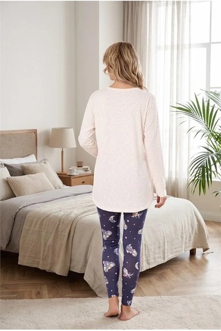 Go İthalat Kadın Şık Tasarım Ay Yıldız Desenli Yumuşak Dokulu Viskon Kumaş Sweet Dreams Yazılı 2'li Pijama Takımı BEYAZ